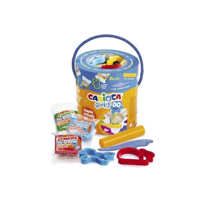 Carioca Pasta de modelar Playset 10 piezas de 40g para bebés y niños pequeños, secado al aire, colores surtidos