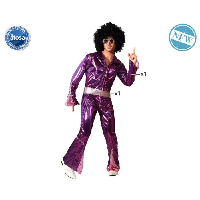 Disfraz Disco Hombre Adulto Fucsia Con Cinturón M-L Disfraz Disco Hombre Adulto Fucsia Con Cinturón M-L