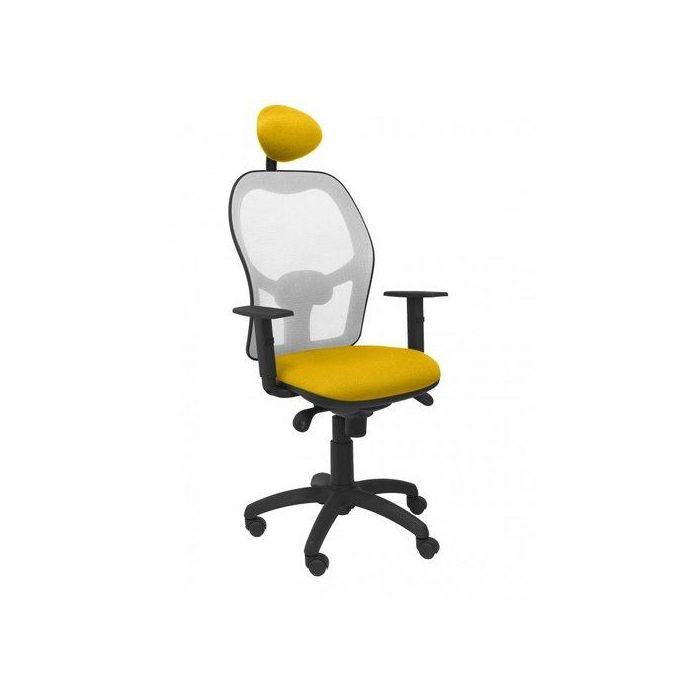 Silla Piqueras Y Crespo Jorquera Brazos Regulables Cabecero Fijo Mecanismo Sincro Con Regulador De Tension Respaldo De Malla Gris Y Asiento Tapizado Bali Amarillo