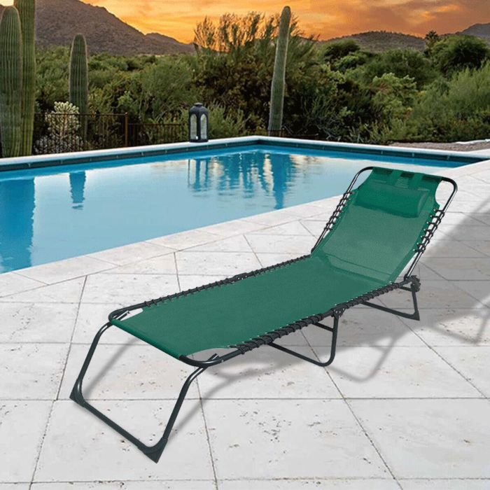 Marbueno Tumbona Plegable Acero Con Cojin Jardin y Piscina 190X58X27 cm Verde 10002 1 Marbueno Tumbona Plegable Acero Con Cojin Jardin y Piscina 190X58X27 cm Verde 10002 1