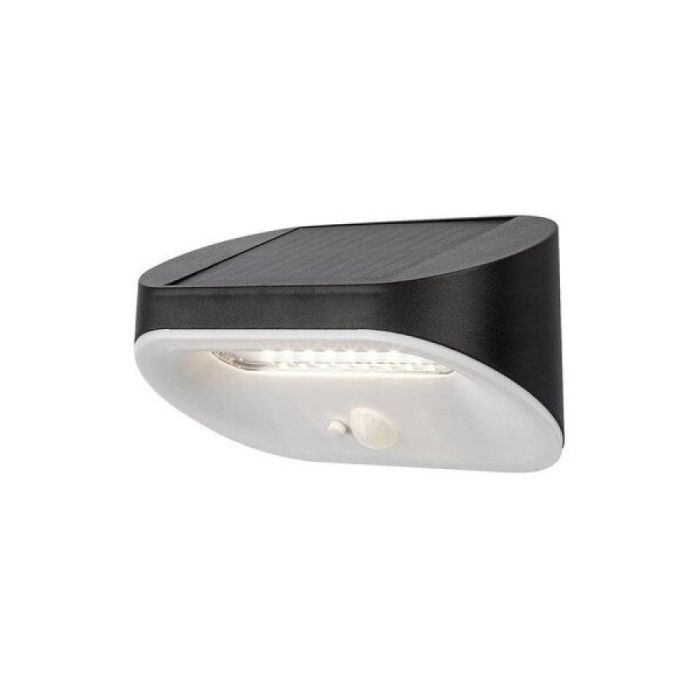 RABALUX RAB-77006 Aplique Exterior Solar Brezno LED 3.2W 145Lm 4000K Luz Blanca Natural Sensor Movimiento IP44 Negro Moderno