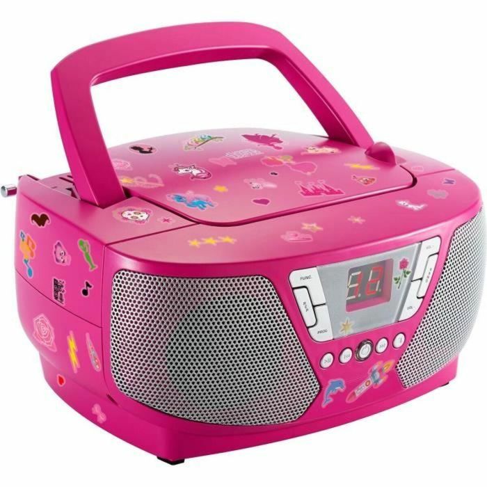 Reproductor de Radio CD Portátil - BIGBEN INTERACTIVE - CD60RSSTICK - Rosa + Pegatinas 5