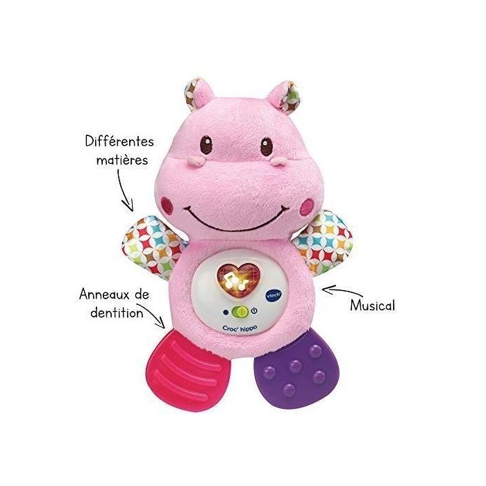 VTECH BABY - Croc'hippo rosa - Sonajero musical para bebé 3 VTECH BABY - Croc'hippo rosa - Sonajero musical para bebé 3