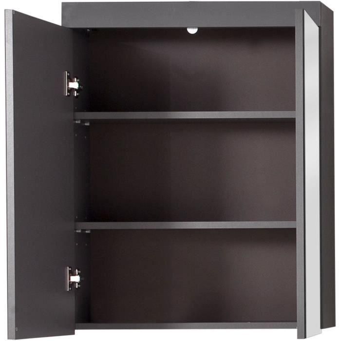 Trendteam Mueble de Baño Amanda con 2 Puertas Espejo y 2 Estantes Ajustables Colgante Gris Mate Melamina 60x17x77cm 2