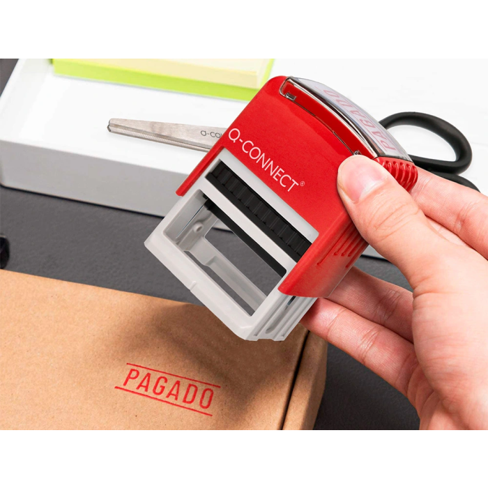 Q-connect Sello Entintado Automático Pagado 14x38 mm Color Rojo 7