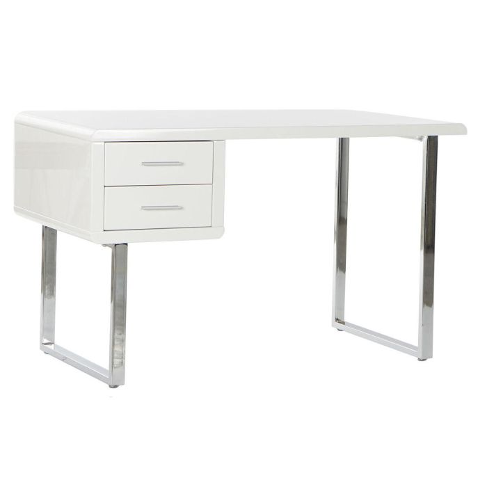 DKD Home Decor Escritorio Moderno Blanco Plateado de MDF y Metal, Desmontable, 120 cm Ancho x 55 cm Fondo x 76 cm Alto DKD Home Decor Escritorio Moderno Blanco Plateado de MDF y Metal, Desmontable, 120 cm Ancho x 55 cm Fondo x 76 cm Alto
