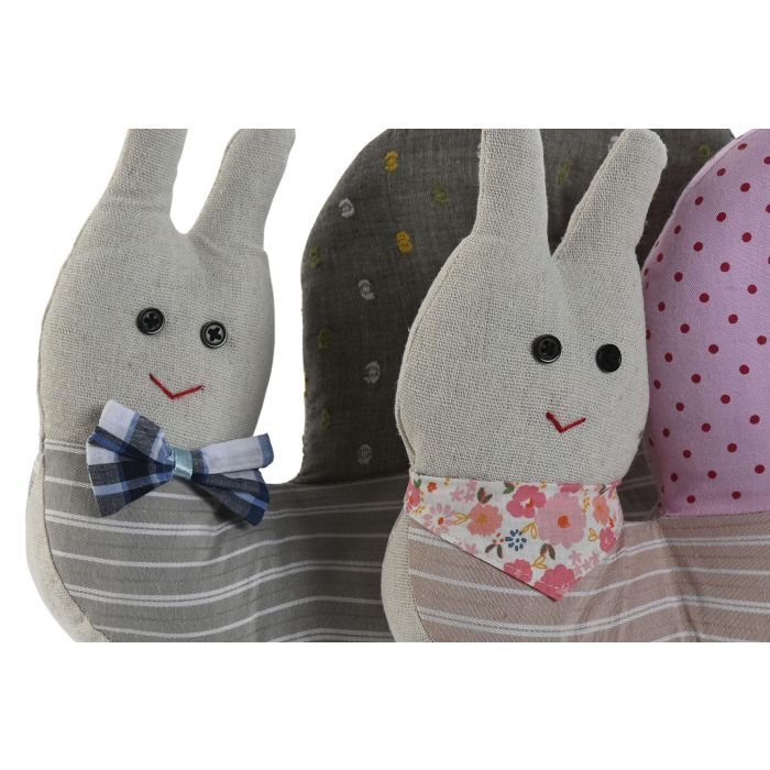 DKD Home Decor Sujetapuertas Shabby Gris Rosa Poliester 28 x 9 x 21 cm (2 Unidades) 1