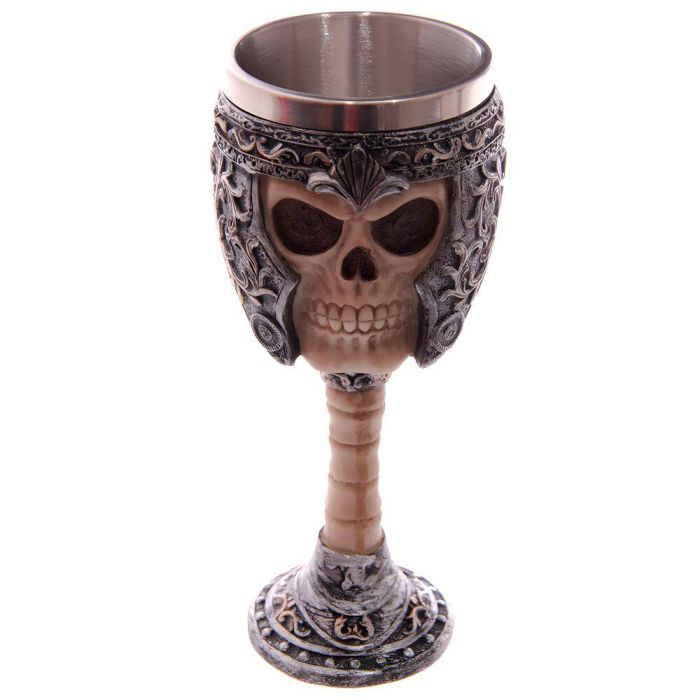 PUCKATOR Copa Cráneo Guerrero Gótico de Resina y Acero Inoxidable - 18x7,5cm 3 PUCKATOR Copa Cráneo Guerrero Gótico de Resina y Acero Inoxidable - 18x7,5cm 3