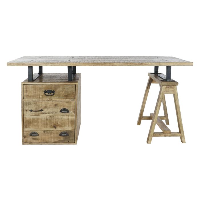 DKD Home Decor Escritorio Home Office de Madera de Mango y Metal, Colores Natural y Negro, Ancho 160 x Fondo 80 x Alto 75 cm, con 2 Cajones 8 DKD Home Decor Escritorio Home Office de Madera de Mango y Metal, Colores Natural y Negro, Ancho 160 x Fondo 80 x Alto 75 cm, con 2 Cajones 8
