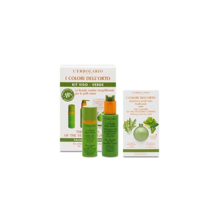 Colores Del Huerto Kit Facial 3 en 1 para Piel Mixta: Detergente, Crema Anti-Brillos y Mascarilla Exfoliante Purificante