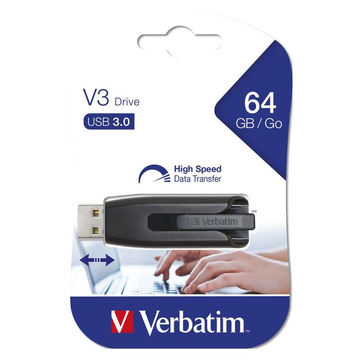 Verbatim Storengo Memoria USB 3.0 de 64GB Capless, Negro/Gris, Compatible con Windows, MAC y Linux 3