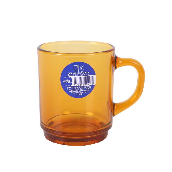 Duralex Mug Apilable 26 cl Ámbar Colección Versailles - Vaso de Cristal Templado 10x7x9 cm (72 Unidades) 7