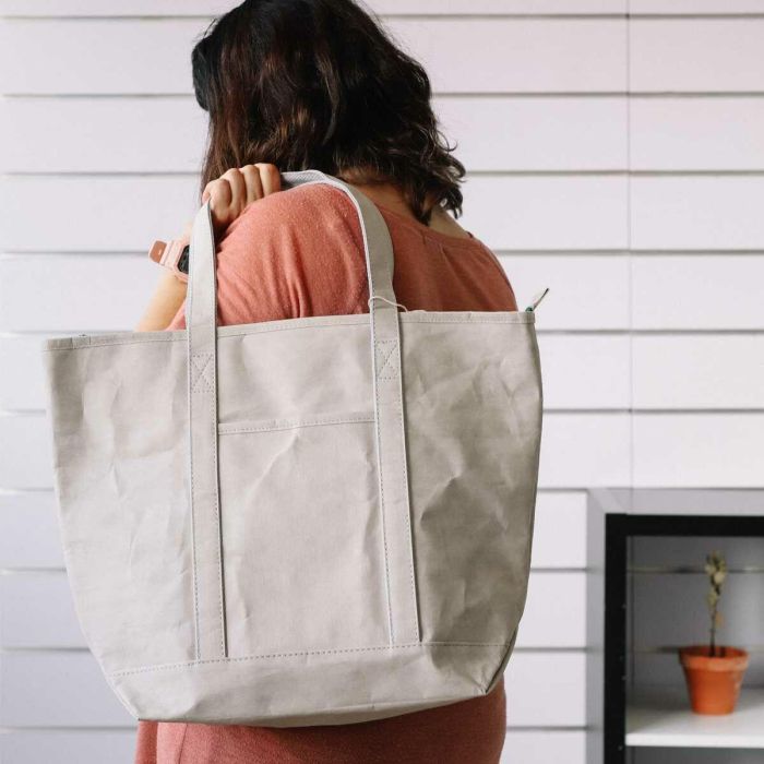 Bolsa de Compras KSIX Gris Poliéster papel kraft 15 Bolsa de Compras KSIX Gris Poliéster papel kraft 15