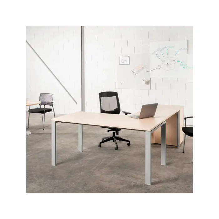 Rocada Silla de Oficina Tapizada en Tela Ignifuga Azul con Respaldo en Polímero Negro 7