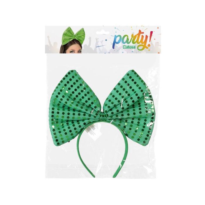 Diadema Pajarita Verde con Lentejuelas - Accesorio para Disfraces de Adulto, Tamaño XL, Ideal para Fiestas y Carnaval 1