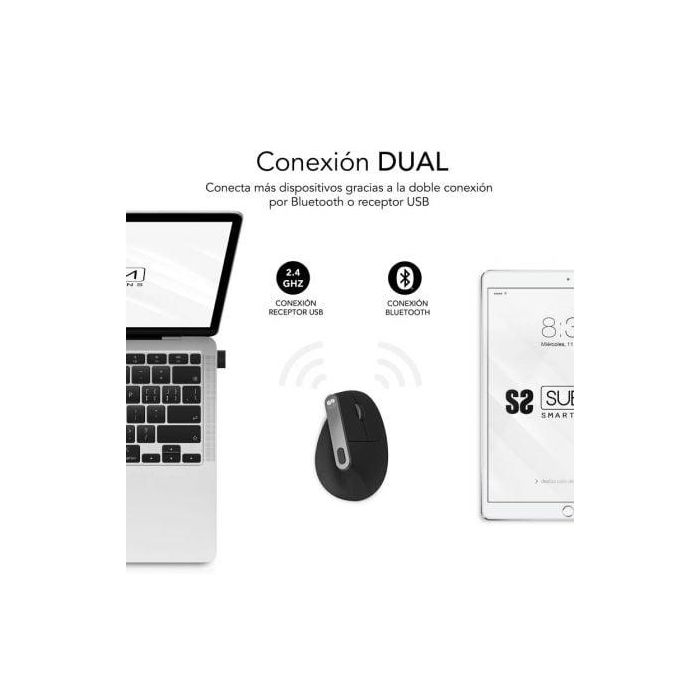 SUBBLIM NATURE VERTICAL ERGO DUAL MOUSE BATTERY BLACK 1