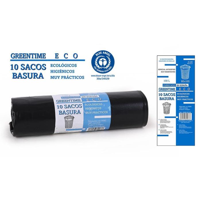 Greentime Eco Sacos Basura 80x105 cm, 10 Unidades, 100 Litros, G150 (25 Unidades) Greentime Eco Sacos Basura 80x105 cm, 10 Unidades, 100 Litros, G150 (25 Unidades)