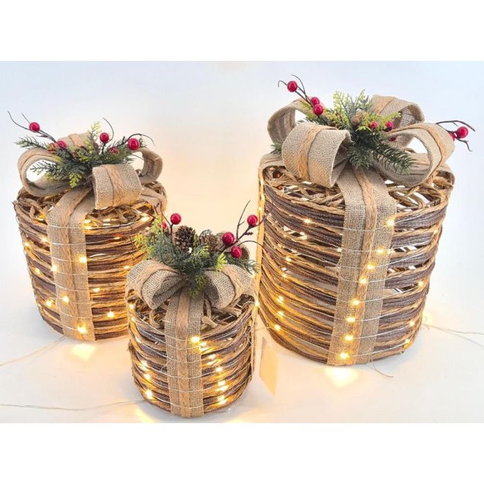 Regalo Navidad Alpina DKD Home Decor Natural 25 x 30 x 25 cm Set de 3 (2 Unidades) 1