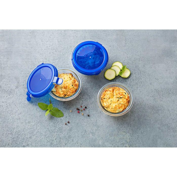 Pyrex Cook & Go Caja Redonda de Vidrio Borosilicato con Tapa Azul 0.20L (11x6 cm) - Apta Horno Congelador (-40°C a +300°C) 10 Pyrex Cook & Go Caja Redonda de Vidrio Borosilicato con Tapa Azul 0.20L (11x6 cm) - Apta Horno Congelador (-40°C a +300°C) 10