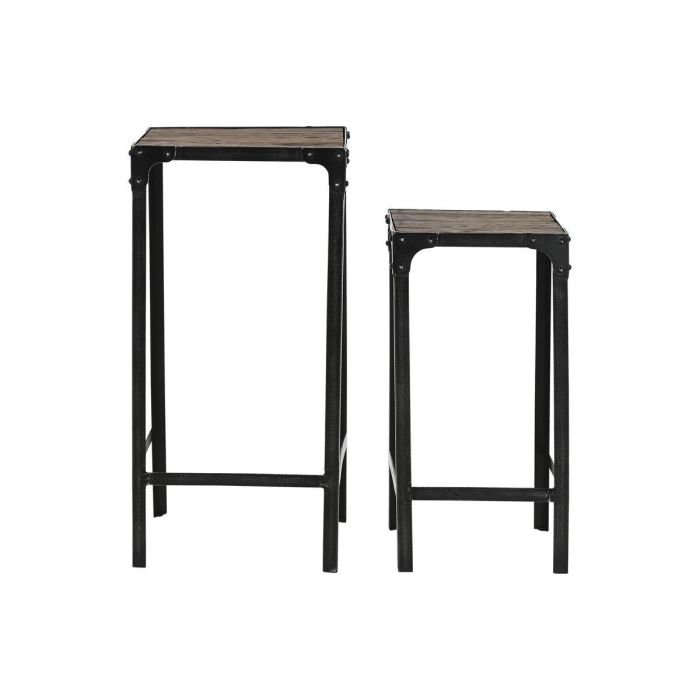 Mesita Auxiliar Item Home DKD Home Decor Natural Negro 38 x 75 x 38 cm Set de 2 1