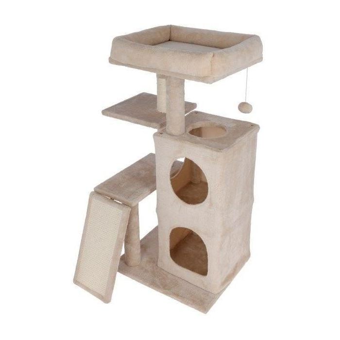 Rascador para gatos 100 cm - ALESSIA - KERBL - Suave - Nicho de dos pisos Rascador para gatos 100 cm - ALESSIA - KERBL - Suave - Nicho de dos pisos