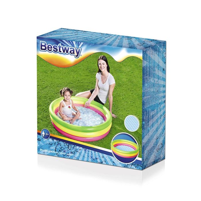Bestway Piscina Hinchable Infantil 3 Aros Suelo Acolchado 102x25 cm +2 Años Jardin 51104 2