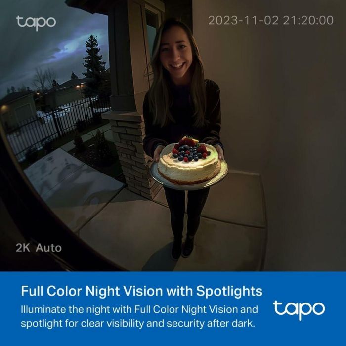TP-Link Tapo D210 Videoportero Inteligente Inalámbrico WiFi 3 MP (1296p) Visión Nocturna Audio Bidireccional Batería IP65 Exterior 3