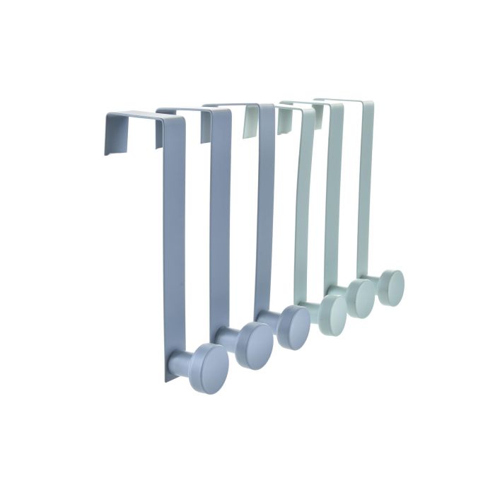 DKD Home Decor Perchero Glam de Metal para Puerta Acabado Dorado Azul Verde Menta 5x17x2 cm - Set de 3 Unidades 1