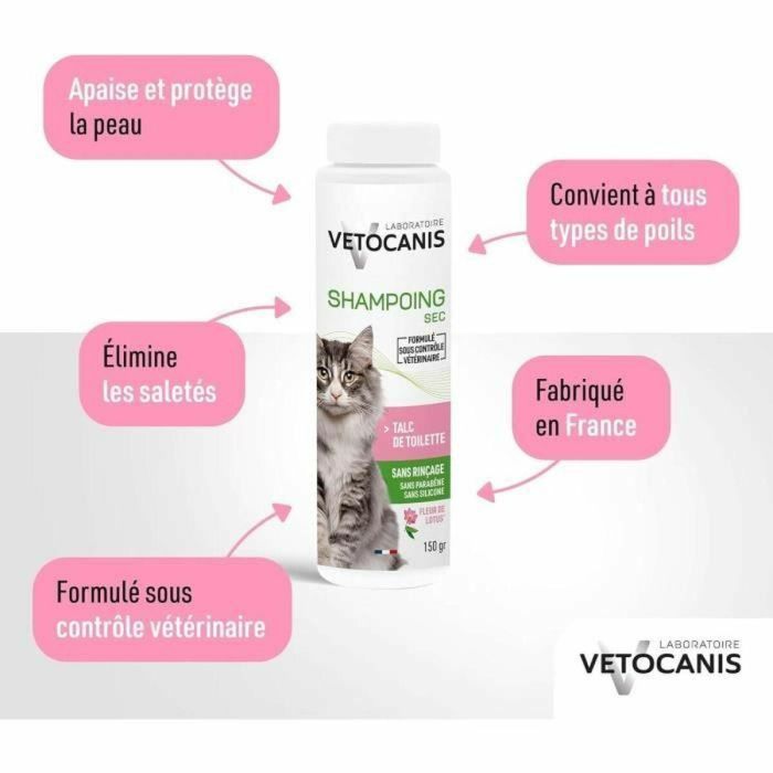 Vetocanis Champú Seco Sin Enjuague en Polvo de Talco para Gatos 175g 4 Vetocanis Champú Seco Sin Enjuague en Polvo de Talco para Gatos 175g 4