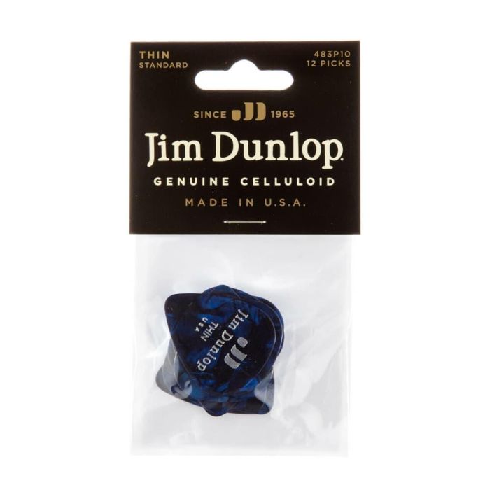 Dunlop Pack 72 Púas Genuine Celluloid Classic Azul Perlado - Thin 3