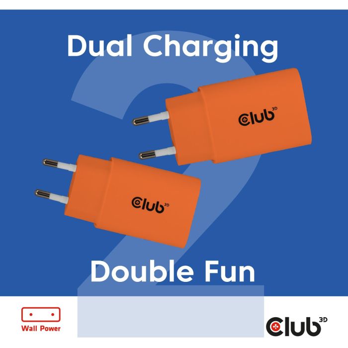 Club3D Lifestyle Ladegerät USB-C 30Watt. 2Stk orange retail 1 Club3D Lifestyle Ladegerät USB-C 30Watt. 2Stk orange retail 1