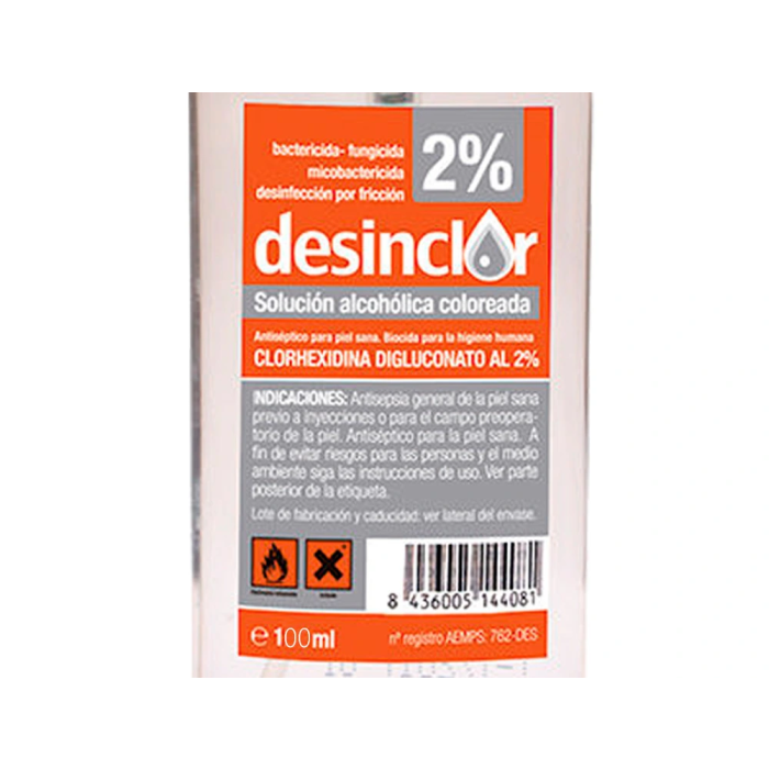 Desinclor Solución 2% Alcohólica, Antiséptico y Fungicida con Clorhexidina, Bote 100 ml 2 Desinclor Solución 2% Alcohólica, Antiséptico y Fungicida con Clorhexidina, Bote 100 ml 2