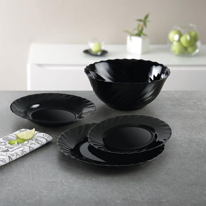 Plato de Postre Luminarc Trianon Negro Vidrio (Ø 19,5 cm) (24 Unidades) 2