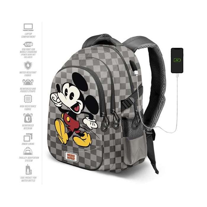 Karactermania Mochila Mickey Run. Plus FAN Move 44x34x21 cm, Gran Capacidad, Puerto USB, Material Ripstop, Gris 10