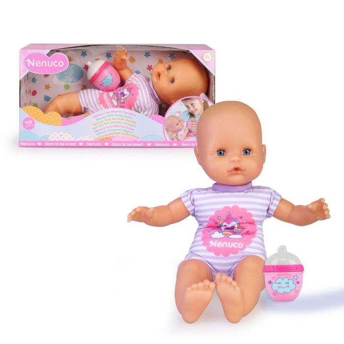 Famosa Nenuco con Biberón Sonajero, Muñeco Bebé para Niños de 1 a 7 años, Contenido: Nenuco con pijama y biberón. 6