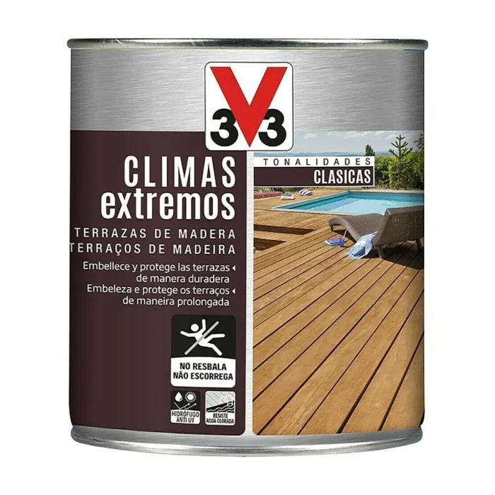 V33 Protector Terrazas de Madera Climas Extremos, Incoloro, Protección UV y Agua, 750 ml V33 Protector Terrazas de Madera Climas Extremos, Incoloro, Protección UV y Agua, 750 ml