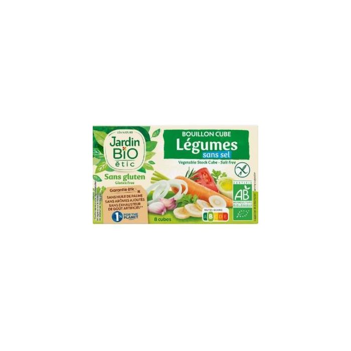 JARDIN BIO Caldo de Verduras sin sal 8 cubitos x 9g Bio Sin Gluten para sopas y salsas