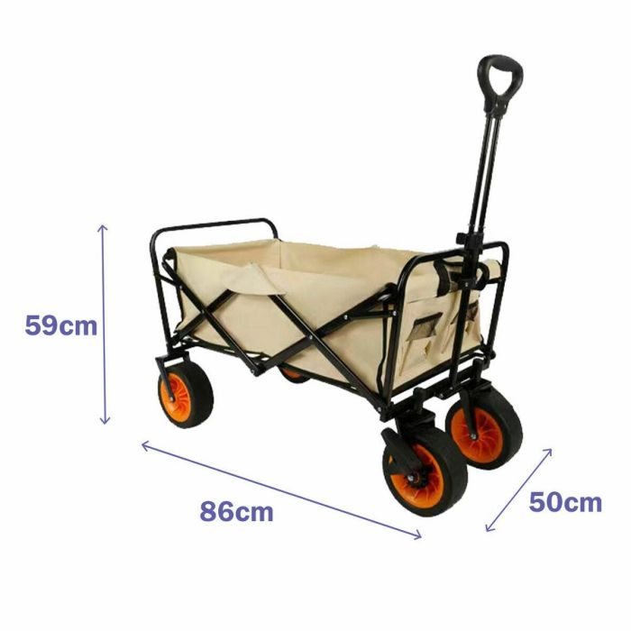 Marbueno Carrito Multiusos Plegable Acero 200 KG Beige Jardin, Playa y Camping 86X50X59 cm 10479 1