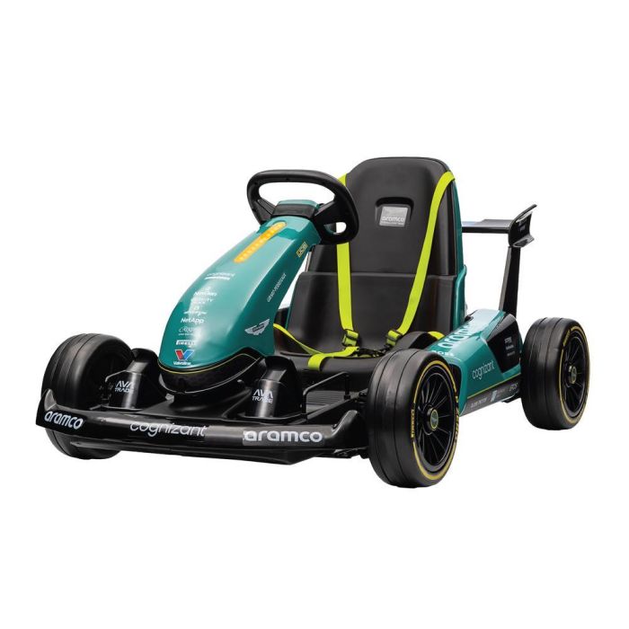 Bizak Aston Martin Kart F1 - Coche eléctrico infantil, licencia oficial, 6+ años, Bluetooth, luces, 12V