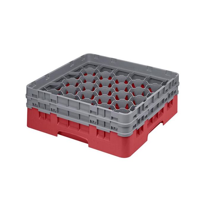 CAMBRO - 30S434-163 - Cesta de lavado 30 comp. 2 alturas - 7,84 cm Ø máx. - alt. máx. 13,5 cm - 50 x 50 x 18,4 cm - Rojo