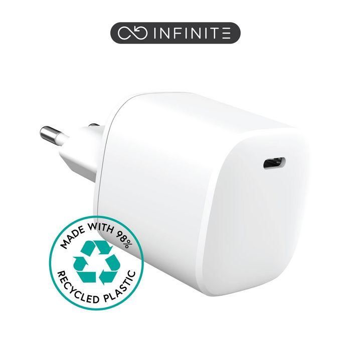 eSTUFF INFINITE Cargador USB-C PD 45W GaN EU, 98% Plástico Reciclado, Blanco, para Smartphones y Tablets eSTUFF INFINITE Cargador USB-C PD 45W GaN EU, 98% Plástico Reciclado, Blanco, para Smartphones y Tablets