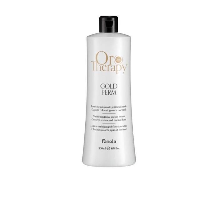 Fanola Oro Therapy Gold Perm Permanente Multiusos para Cabello Teñido, Dañado y Normal con Aceite de Argán, Queratina y Oro Microactivo, 500ml