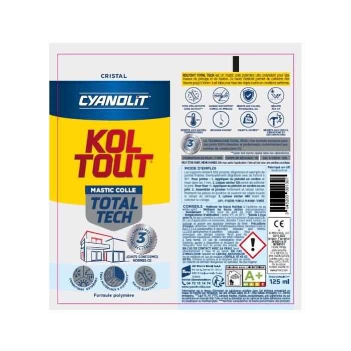 Cyanolit AUC3045203001307 Pegamento Fijador y Sellador Total Tech Crystal Tubo 125 ml Transparente Versátil y Flexible 1 Cyanolit AUC3045203001307 Pegamento Fijador y Sellador Total Tech Crystal Tubo 125 ml Transparente Versátil y Flexible 1
