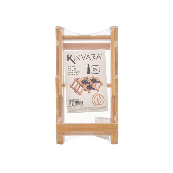 Kinvara Botellero Bambú Plegable Natural para 5 Botellas 29 x 15 x 8.5 cm (Set de 6)