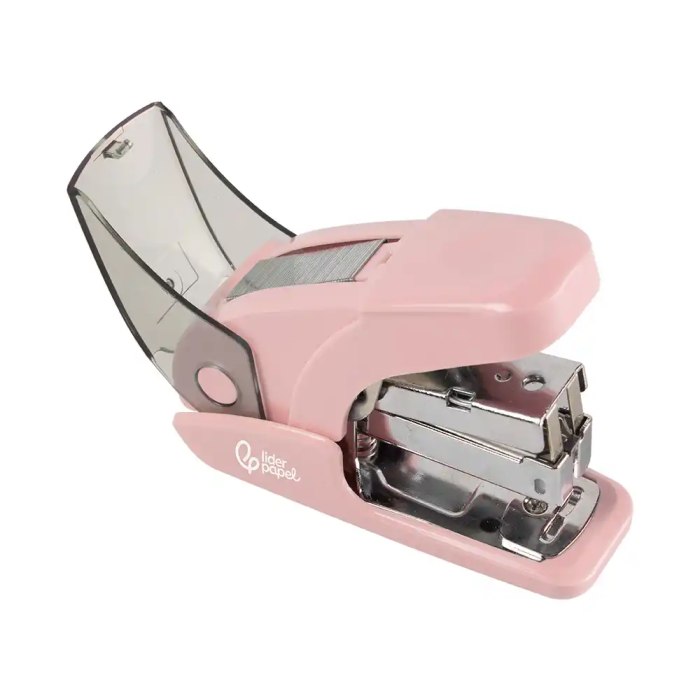 Liderpapel Grapadora Micro Rosa con Regalo de 1000 Grapas 24/6 26/6 Capacidad 20 Hojas Ahorro de Fuerza 4