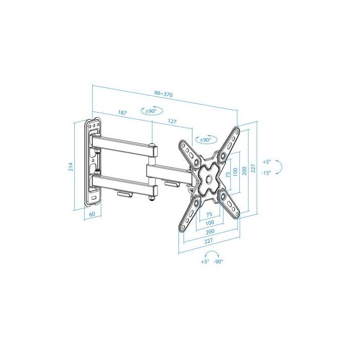 TOOQ SOPORTE PARED PANTALLAS 13-43" GIRA/INCLI NEGRO 7