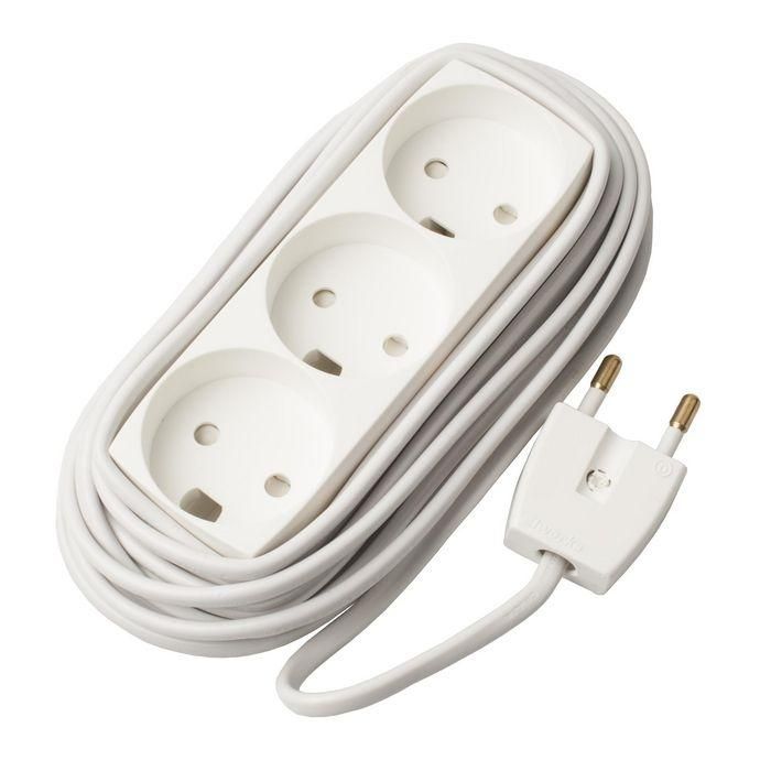 MicroConnect 3-way danish socket strip, 5m, no earth MicroConnect 3-way danish socket strip, 5m, no earth