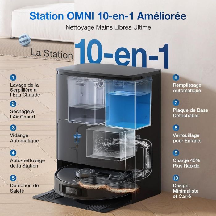 ECOVACS Deebot T30s Pro Gen2 - Robot aspirador y fregona con base de carga - 13500 Pa - Cepillo ZeroTangle - Limpieza con agua tibia 1