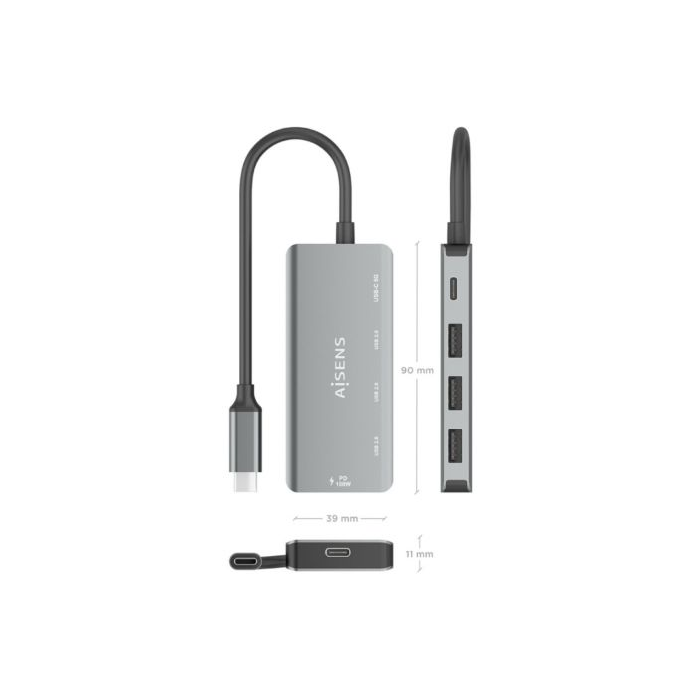 Hub USB Tipo-C Aisens A109-0945/ 3xUSB/ 1xUSB Tipo-C/ 1xUSB Tipo-C PD/ Gris 3 Hub USB Tipo-C Aisens A109-0945/ 3xUSB/ 1xUSB Tipo-C/ 1xUSB Tipo-C PD/ Gris 3