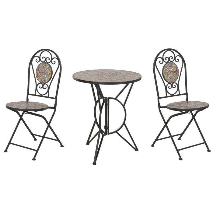 Mesa Terraza Y Jardin DKD Home Decor Negro Multicolor 60 x 71 x 60 cm Set de 3 5